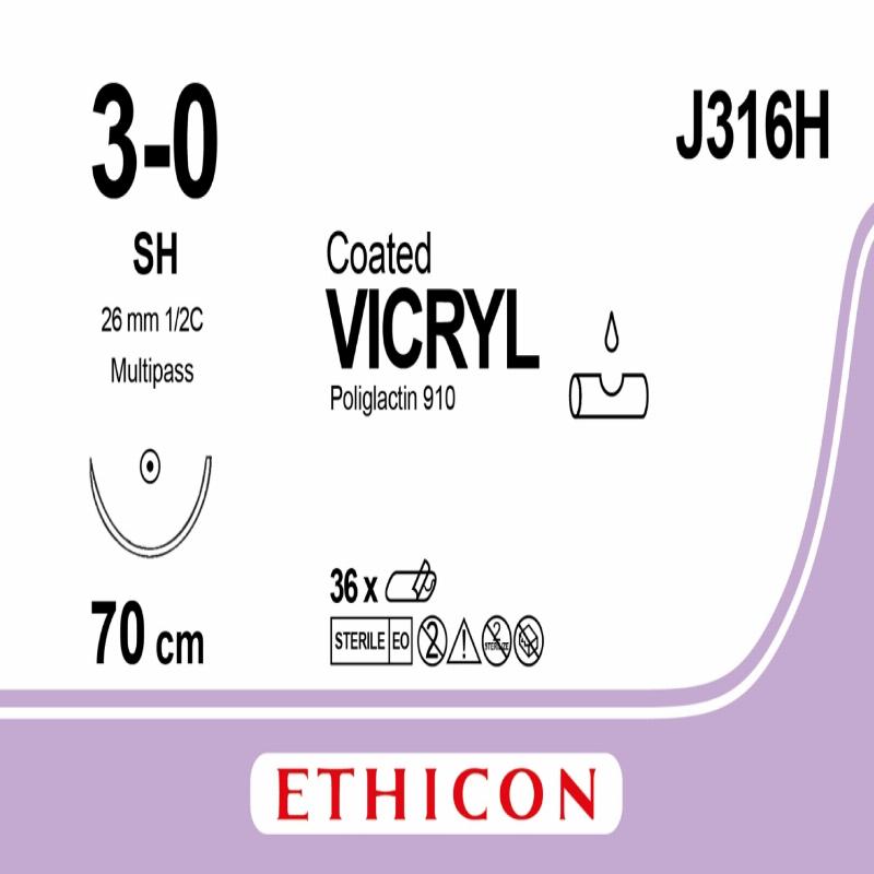 VICRYL фіолетовий 70см M2 USP3-0 одна голка SH